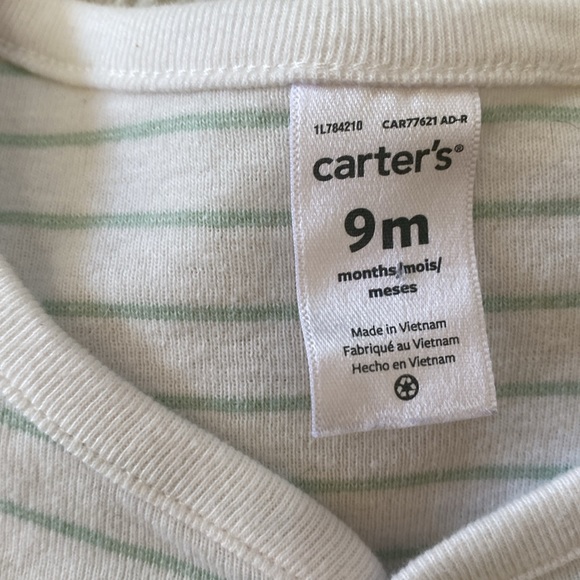 Carter’s Green and White Two Piece Striped Outfit - Picture 3 of 5